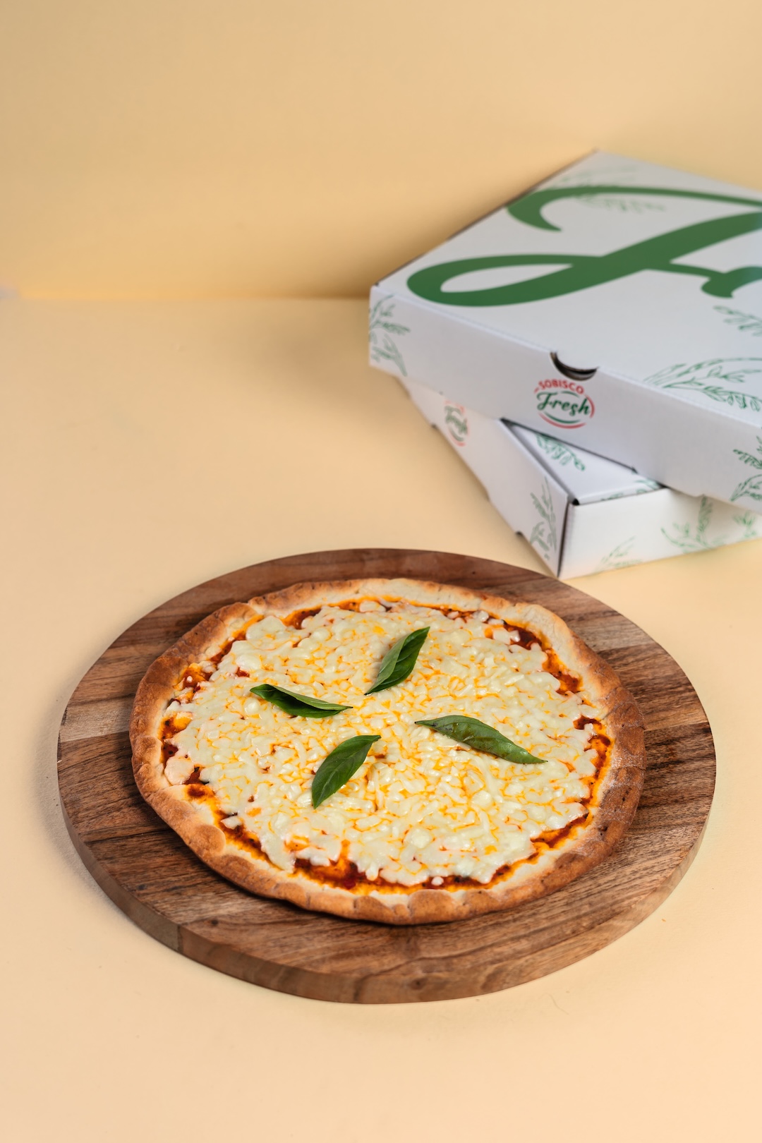 Margherita pizza on a freshly baked base